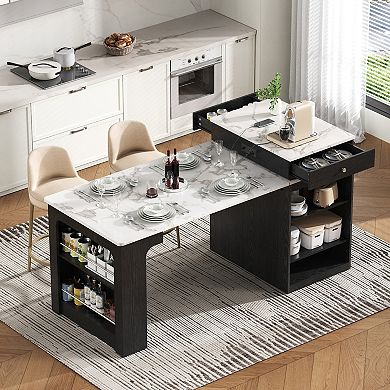 Whisen Kitchen Island with Extendable Dining Table