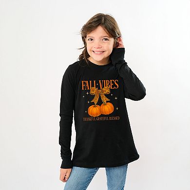 Coquette Thankful Grateful Blessed - Youth Long Sleeve Graphic T-Shirt
