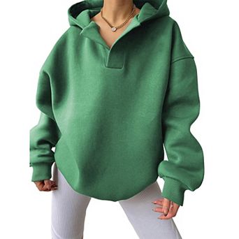 Women's Hoodie Oversized V-neck Sweatshirt Long Sleeve Pullover Autumn Girls College Style Clothing