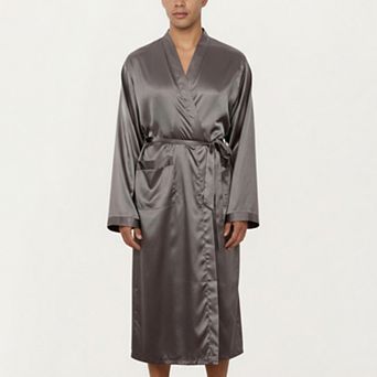 Men's Satin Robe with Waist Tie Belt and Front Pockets