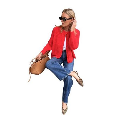 Womens Cardigan Sweater Button Down Long Sleeve Chunky Soft Knit Sweater Fall Open Front Coat