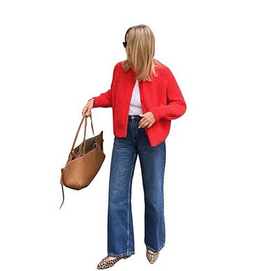 Womens Cardigan Sweater Button Down Long Sleeve Chunky Soft Knit Sweater Fall Open Front Coat