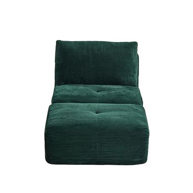 Whisen Modern Memory Foam Compressed Chaise Longue with Movable Ottoman Corduroy Fabric