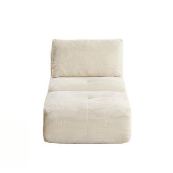 Whisen Modern Memory Foam Compressed Chaise Longue with Movable Ottoman Corduroy Fabric