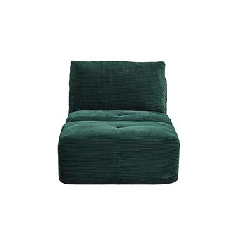 Whisen Modern Memory Foam Compressed Chaise Longue with Movable Ottoman Corduroy Fabric