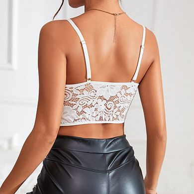 Lace Bralette for Women Spaghetti Strap Tank Top V Neck Slim Basic Camisoles