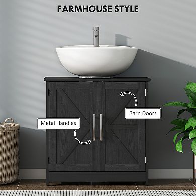 HOMCOM Pedestal Sink Storage Cabinet, Bathroom Sink Cabinet