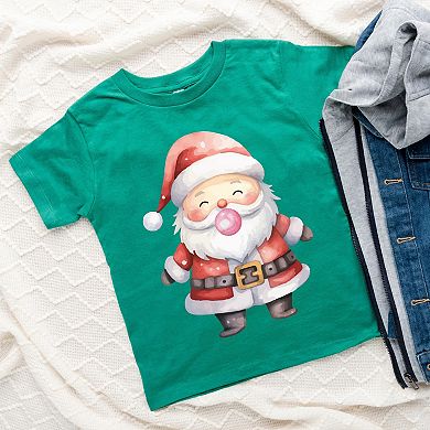 Watercolor Santa Bubblegum - Toddler Short Sleeve Graphic T-Shirt