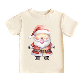 Watercolor Santa Bubblegum - Toddler Short Sleeve Graphic T-Shirt