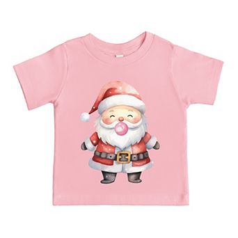 Watercolor Santa Bubblegum - Toddler Short Sleeve Graphic T-Shirt