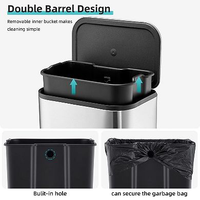Fancihabor Ladder Trash Can with Lid & Removable Inner Bucket for Home, Outdoor, Office