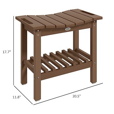 Outsunny Shower Bench, HDPE Shower Stool with Storage Shelf