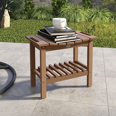 Outsunny Shower Bench, HDPE Shower Stool with Storage Shelf