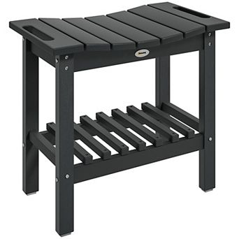 Outsunny Shower Bench, HDPE Shower Stool with Storage Shelf