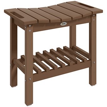 Outsunny Shower Bench, HDPE Shower Stool with Storage Shelf