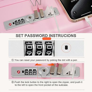 Luggage Set of 4 with USB Ports, 20in Front-Opening Carry-On, 28in Checked Suitcase with TSA Lock