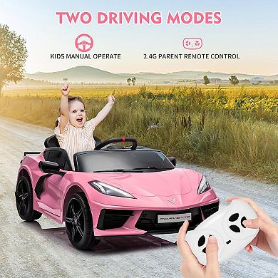 Kids Electric Car, 12V Ride-On with Remote Control, Visual Dashboard & LED Lights, Sports Toy