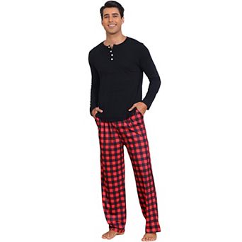 Men's Family Matching Pajama Sets Buffalo Long Sleeve Top and Pants with Pockets 2 pc Sleepwear