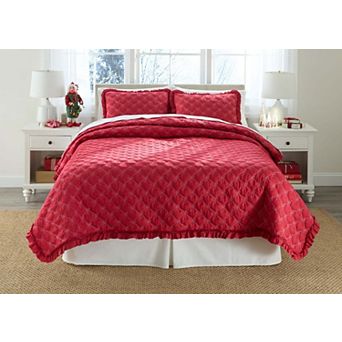 BrylaneHome Ribbon Hem Bow Quilt 3 pc Set