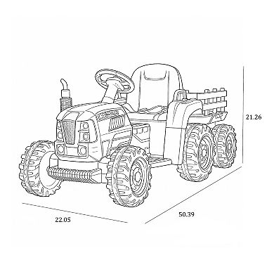 Whisen 24V Kids Electric Ride on Tractor with Trailer and Remote Control