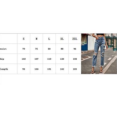 Women's Boyfriend Jeans High Waisted Stretchy Ripped Distressed Denim Pants