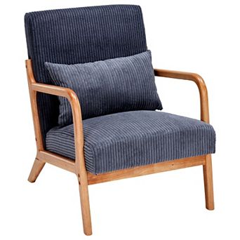 Mid-Century Arm Accent Chair with Pillow, Upholstered Reading Chair