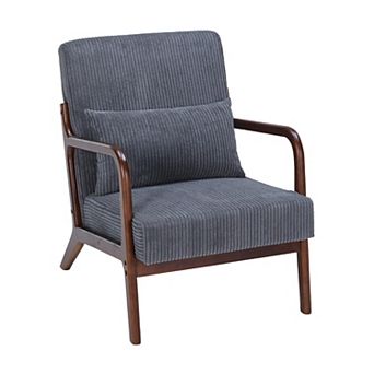 Mid-Century Arm Accent Chair with Pillow, Upholstered Reading Chair