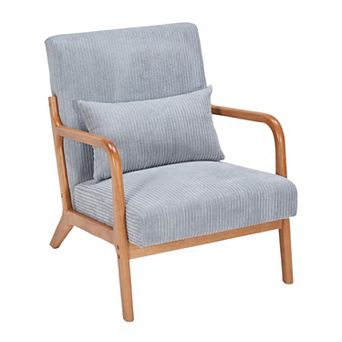 Mid-Century Arm Accent Chair with Pillow, Upholstered Reading Chair