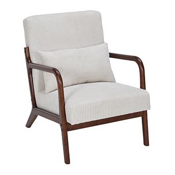 Mid-Century Arm Accent Chair with Pillow, Upholstered Reading Chair