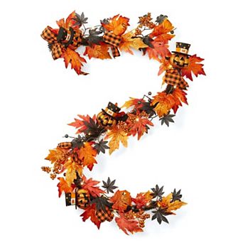 BrylaneHome 6'L Pre-Lit Pumpkin Garland