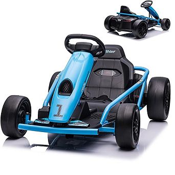 24V Kids Go Kart with 600W Dual Motors, 8 MPH, 175 LBS Capacity, Seat Belts for Ages 8-14