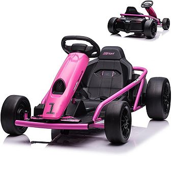 24V Kids Go Kart with 600W Dual Motors, 8 MPH, 175 LBS Capacity, Seat Belts for Ages 8-14