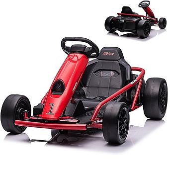 24V Kids Go Kart with 600W Dual Motors, 8 MPH, 175 LBS Capacity, Seat Belts for Ages 8-14