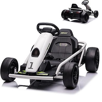 24V Kids Go Kart with 600W Dual Motors, 8 MPH, 175 LBS Capacity, Seat Belts for Ages 8-14