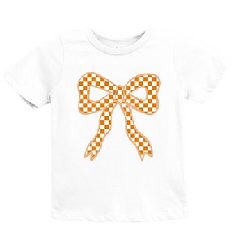Coquette Orange Checker Bow - Youth Short Sleeve Graphic T-Shirt
