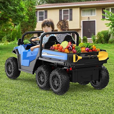 24V 4WD 6-Wheel Electric Ride-On Dump Truck, 2-Seater, Remote Control, Dump Bed, 5MPH Max Speed