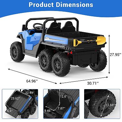 24V 4WD 6-Wheel Electric Ride-On Dump Truck, 2-Seater, Remote Control, Dump Bed, 5MPH Max Speed