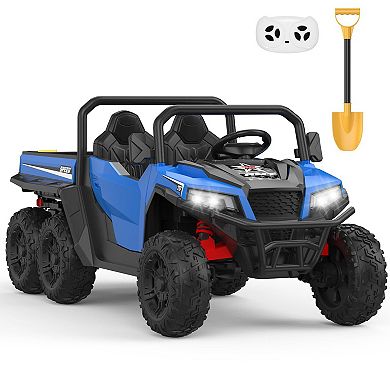 24V 4WD 6-Wheel Electric Ride-On Dump Truck, 2-Seater, Remote Control, Dump Bed, 5MPH Max Speed