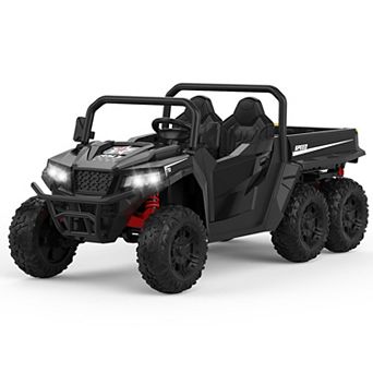 24V 4WD 6-Wheel Electric Ride-On Dump Truck, 2-Seater, Remote Control, Dump Bed, 5MPH Max Speed