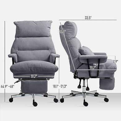 HOMCOM Large Office Chair, Reclining Desk Chair with Lumbar Support