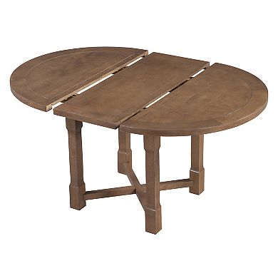 Whisen 5-Piece Extendable Dining Table Set for 4, Round Dining Table for 4 with Upholstered Chairs