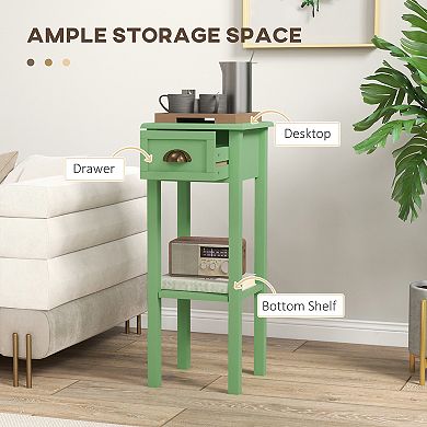 Homcom 2-tier Side Table With Drawer Shelf For Living Room