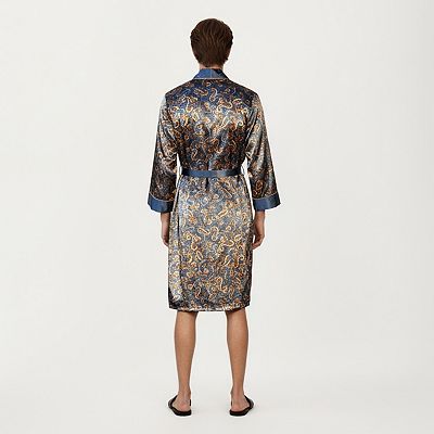 men's silk dressing gown paisley Paisley Mens Patterned Dressing Gown Mens Cotton Dressing Gown In A Blue  Paisley Print Fully Lined