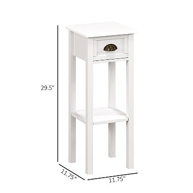 HOMCOM 2-Tier Side Tables Set of 2 with Drawer Shelf for Living Room
