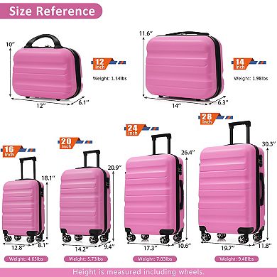 Whisen 6-Piece ABS Hardshell Luggage Suitcase Set with Dual Spinner Wheels (Carry-On & Check-In)