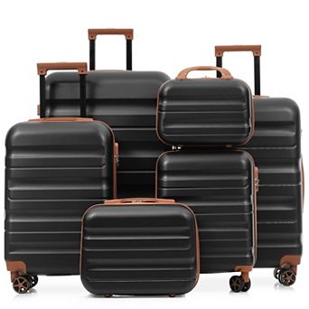 Whisen 6 pc ABS Hardshell Luggage Suitcase Set with Dual Spinner Wheels (Carry-On & Check-In)