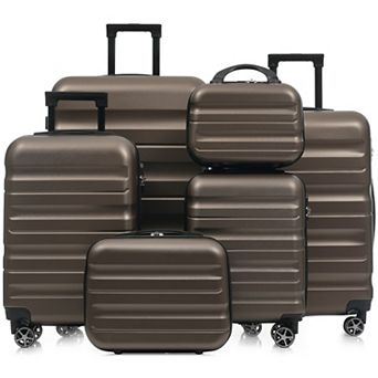 Whisen 6 pc ABS Hardshell Luggage Suitcase Set with Dual Spinner Wheels (Carry-On & Check-In)