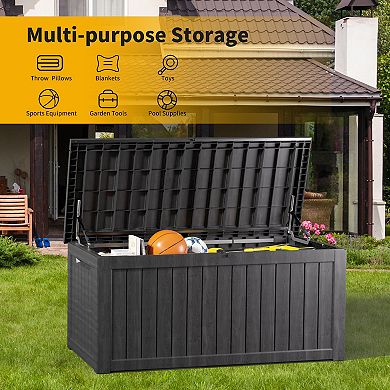 230 Gal. Outdoor Resin Waterproof Deck Box with Lockable Lid