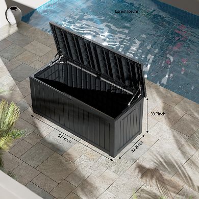 230 Gal. Outdoor Resin Waterproof Deck Box with Lockable Lid
