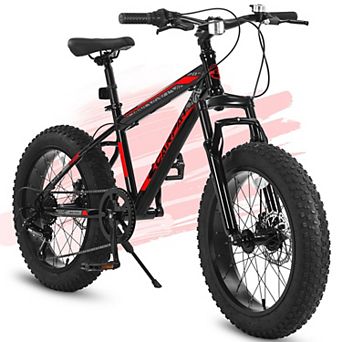Whisen 20" Kids Mountain Bike, High Carbon Steel Frame, Wide Tires, Front Suspension, 7-Speed